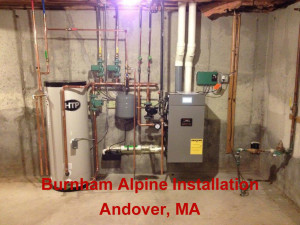 Burnham Alpine high efficiency gas heat installation in Andover, MA