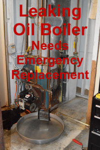 leaking oil boiler needs emergency replacement